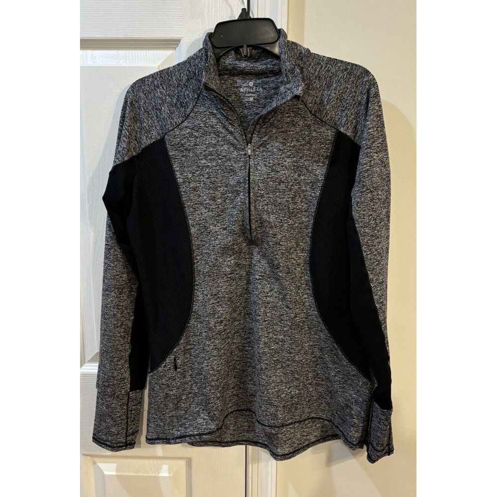 Athleta Womens Long Sleeve Pullover Shirt 1/4 Zip Athletic Activewear Sz M Black